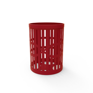 Round Strap Steel Trash Receptacle - 32 Gallon